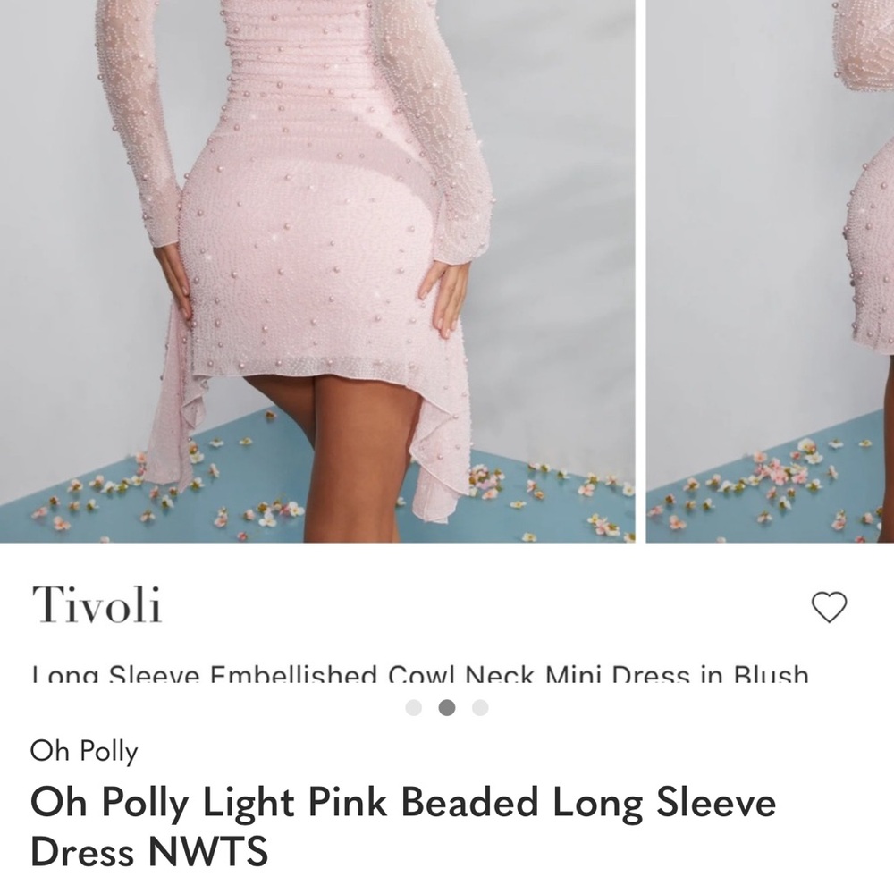 Oh Polly Tivoli Blush Beaded Long Sleeve Dress
